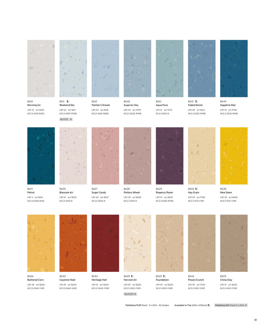 Piso Vinílico Homogéneo Palettone Pur  Natural Cotton 8621 (Precio por m2)