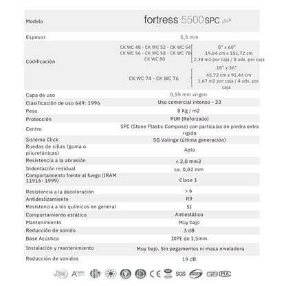 Piso SPC Click Fortress 5500 5,5 mm Aureo WC 56 CK (Precio por caja) cantidad 2,38 m2