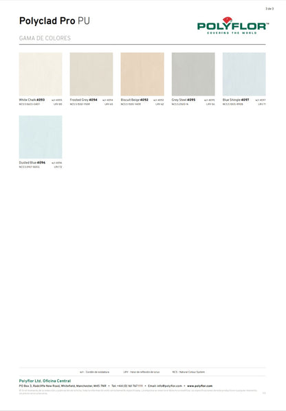 Revestimiento de pared en rollo Homogéneo Polyclad Pro 4093 White Chalk ( Precio por m2 )